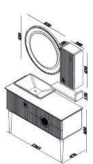 Lineart Arte 125 Füme Banyo Dolabı + Ledli Ayna