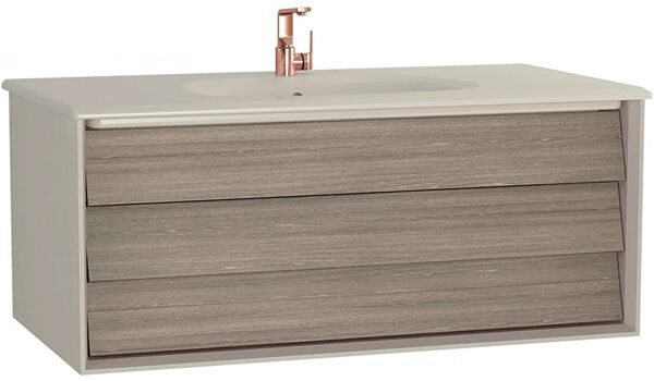 Vitra Frame Lavabo Dolabı 100 cm Mat Bej Etajerli Lavabolu, Mat Soft Bej