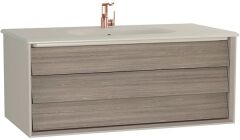 Vitra Frame Lavabo Dolabı 100 cm Mat Bej Etajerli Lavabolu, Mat Soft Bej