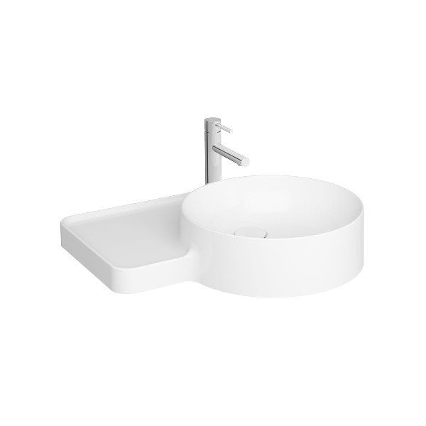 Vitra 7222B403-0041 Voyage Tezgah Üstü Lavabo 54 cm Beyaz, Sol Tezgah Alanlı
