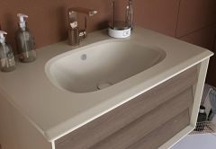 Vitra Frame 61235 Çift Çekmeceli Mat Bej Etajerli  Lavabolu Dolabı 100 cm Mat Soft Bej
