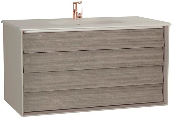 Vitra Frame 61235 Çift Çekmeceli Mat Bej Etajerli  Lavabolu Dolabı 100 cm Mat Soft Bej