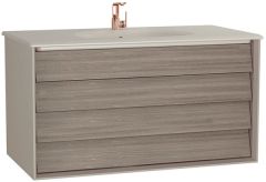 Vitra Frame 61235 Çift Çekmeceli Mat Bej Etajerli  Lavabolu Dolabı 100 cm Mat Soft Bej