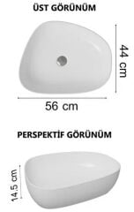 Vitra Outline 5991B401-0016 Asimetrik Lavabo, 56 Cm Mat Beyaz
