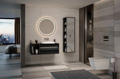 Vitra Frame 61455 Lavabo Dolabı 80Cm,Tek Çekmeceli, Tezgahüstü Lavabolu,Mat Soft Siyah