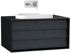 Vitra Frame 61455 Lavabo Dolabı 80Cm,Tek Çekmeceli, Tezgahüstü Lavabolu,Mat Soft Siyah