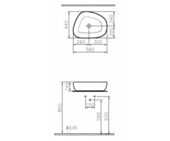 Vitra 5991B420-0016 Outline Asimetrik Lavabo, 56 Cm Mat Bej