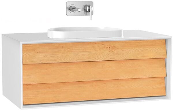 Vitra Frame 61457 Lavabo Dolabı 100Cm,Tek Çekmeceli, Tezgahüstü Lavabolu,Mat Soft Beyaz