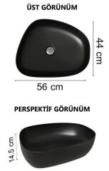 Vitra 5991b483-0016 Outline Asimetrik Lavabo, 56 Cm Mat Siyah