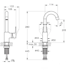 Artema A43165 Flow Square Lavabo Bat.Döner Borulu Krom