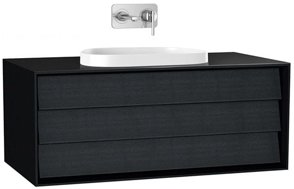 Vitra Frame 61458 Lavabo Dolabı 100Cm,Tek Çekmeceli, Tezgahüstü Lavabolu,Mat Soft Siyah