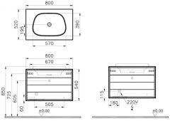 Vitra Frame 61463 Lavabo Dolabı 80Cm,Çift Çekmeceli, Tezgahüstü Lavabolu,Mat Soft  Beyaz