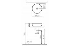 Vitra 5992B401-0016 Çanak Lavabo Tezgahüstü 40 Cm Outline Mat Beyaz