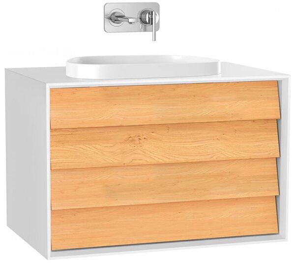 Vitra Frame 61463 Lavabo Dolabı 80Cm,Çift Çekmeceli, Tezgahüstü Lavabolu,Mat Soft  Beyaz