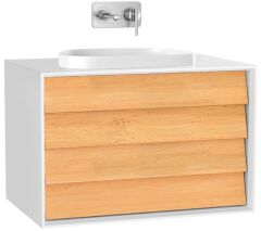 Vitra Frame 61463 Lavabo Dolabı 80Cm,Çift Çekmeceli, Tezgahüstü Lavabolu,Mat Soft  Beyaz