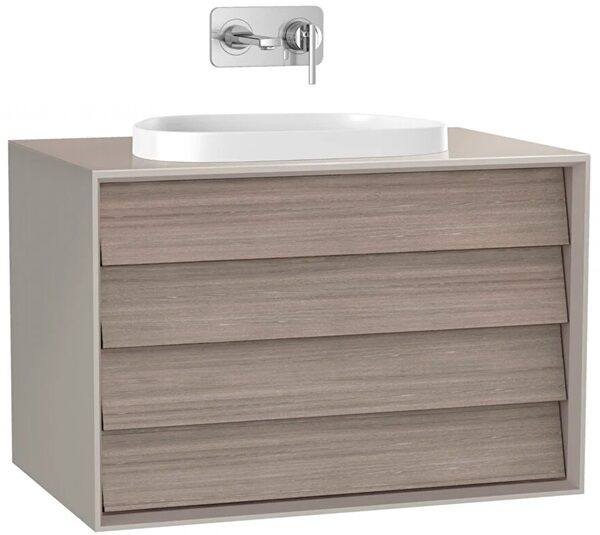 Vitra Frame 61465 Lavabo Dolabı 80Cm,Çift Çekmeceli, Tezgahüstü Lavabolu,Mat Soft  Bej