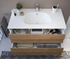 Vitra Frame 61466 Lavabo Dolabı 100Cm,Çift Çekmeceli, Tezgahüstü Lavabolu,Mat Soft  Beyaz