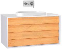 Vitra Frame 61466 Lavabo Dolabı 100Cm,Çift Çekmeceli, Tezgahüstü Lavabolu,Mat Soft  Beyaz