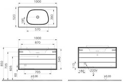 Vitra Frame 61467 Lavabo Dolabı 100Cm,Çift Çekmeceli, Tezgahüstü Lavabolu,Mat Soft  Siyah