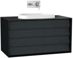 Vitra Frame 61467 Lavabo Dolabı 100Cm,Çift Çekmeceli, Tezgahüstü Lavabolu,Mat Soft  Siyah