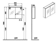Vitra 67612 Core Aydınlatmalı Dolaplı Ayna 80Cm Mat Gri