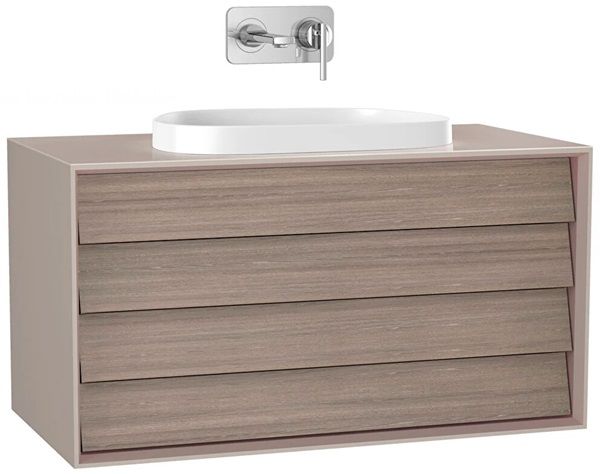 Vitra Frame 61468 Lavabo Dolabı 100Cm,Çift Çekmeceli, Tezgahüstü Lavabolu,Mat Soft Bej