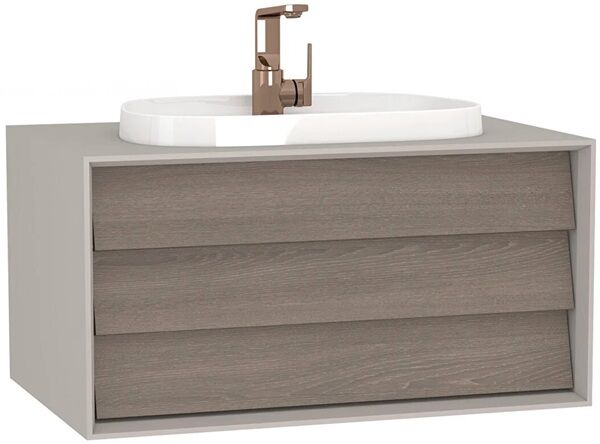 Vitra Frame 62288 Lavabo Dolabı 80Cm,Tek Çekmeceli, Tezgahüstü Lavabolu,Mat Soft Bej