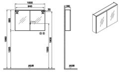 Vitra 67626 Core Aydınlatmalı Dolaplı Ayna 100Cm Mat Fırtına Gri
