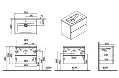 Vitra Metropol Pure 67213 Lavabo Dolab 80 cm Mat A.Gri