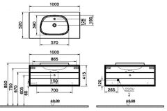 Vitra Frame 62291 Lavabo Dolabı 100Cm,Tek Çekmeceli, Tezgahüstü Lavabolu,Mat Soft Bej