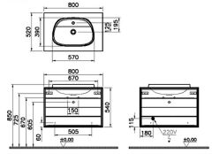 Vitra Frame 62295 Lavabo Dolabı 80Cm,Çift Çekmeceli, Tezgahüstü Lavabolu,Mat Soft Beyaz