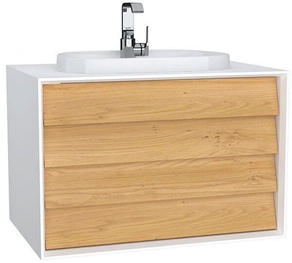 Vitra Frame 62295 Lavabo Dolabı 80Cm,Çift Çekmeceli, Tezgahüstü Lavabolu,Mat Soft Beyaz