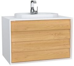 Vitra Frame 62295 Lavabo Dolabı 80Cm,Çift Çekmeceli, Tezgahüstü Lavabolu,Mat Soft Beyaz