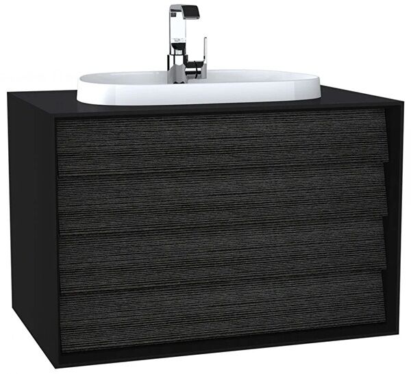 Vitra Frame 62296 Lavabo Dolabı 80Cm,Çift Çekmeceli, Tezgahüstü Lavabolu,Mat Soft Siyah