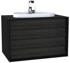 Vitra Frame 62296 Lavabo Dolabı 80Cm,Çift Çekmeceli, Tezgahüstü Lavabolu,Mat Soft Siyah