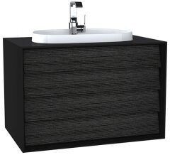 Vitra Frame 62296 Lavabo Dolabı 80Cm,Çift Çekmeceli, Tezgahüstü Lavabolu,Mat Soft Siyah