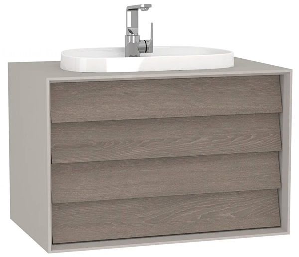 Vitra Frame 62297 Lavabo Dolabı 80Cm,Çift Çekmeceli, Tezgahüstü Lavabolu,Mat Soft Bej