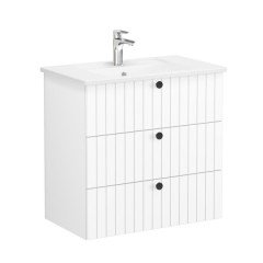 Vitra Root Groove 69492 Lavabo Dolabı, Üç Çekmeceli, 80 Cm, Mat Beyaz, Köşeli Lavabolu