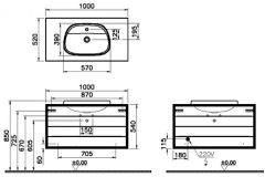 Vitra Frame 62298 Lavabo Dolabı 100Cm,Çift Çekmeceli, Tezgahüstü Lavabolu,Mat Soft Beyaz