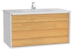 VitrA Frame 61232 Çift Çekmeceli Lavabo Dolabı 100 cm Mat Soft Beyaz - Dore Meşe