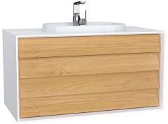 Vitra Frame 62298 Lavabo Dolabı 100Cm,Çift Çekmeceli, Tezgahüstü Lavabolu,Mat Soft Beyaz