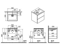 Vitra Metropol Pure 67225 Lavabo Dolab 60 cm Mat Grafit