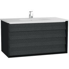 VitrA Frame 61233 Çift Çekmeceli Lavabo Dolabı 100 cm Mat Soft Siyah - Hareli Siyah Meşe