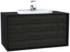 Vitra Frame 62299 Lavabo Dolabı 100Cm,Çift Çekmeceli, Tezgahüstü Lavabolu,Mat Soft Siyah