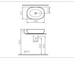 Vitra Outline 5995b420-0016 Tezgahüstü Lavabo 60 Cm Mat Bej