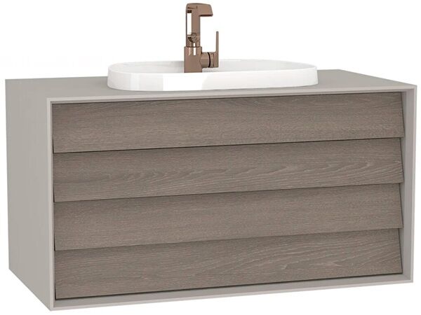 Vitra Frame 62300 Lavabo Dolabı 100Cm,Çift Çekmeceli, Tezgahüstü Lavabolu,Mat Soft Bej