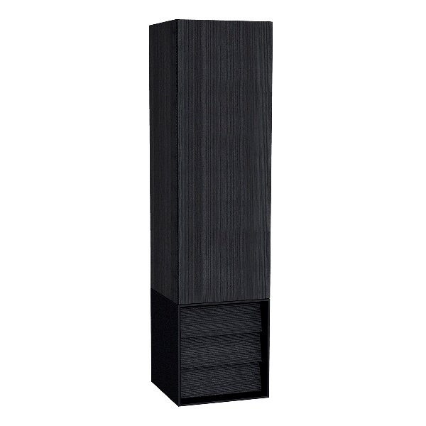 VitrA Frame 61261 Çekmeceli Boy Dolabı 40 cm Sağ, Hareli Siyah Meşe - Mat Soft Siyah