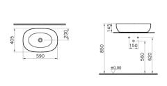 Vitra Outline 5995B483-0016 Tezgah Üstü Lavabo, 60 Cm, Mat Siyah
