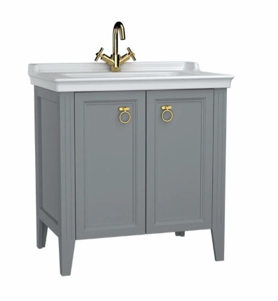 Vitra 62154 Valarte Lavabo Dolabı 80 Cm Lavabolu Mat Gri Kapaklı