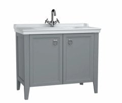 Vitra 62157 Valarte Lavabo Dolabı 100 Cm Lavabolu Mat Gri Kapkalı